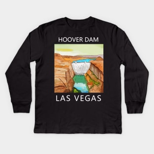 Hoover Dam on the Colorado River, on the Nevada-Arizona border. This dam creates Lake Mead. - WelshDesigns Kids Long Sleeve T-Shirt